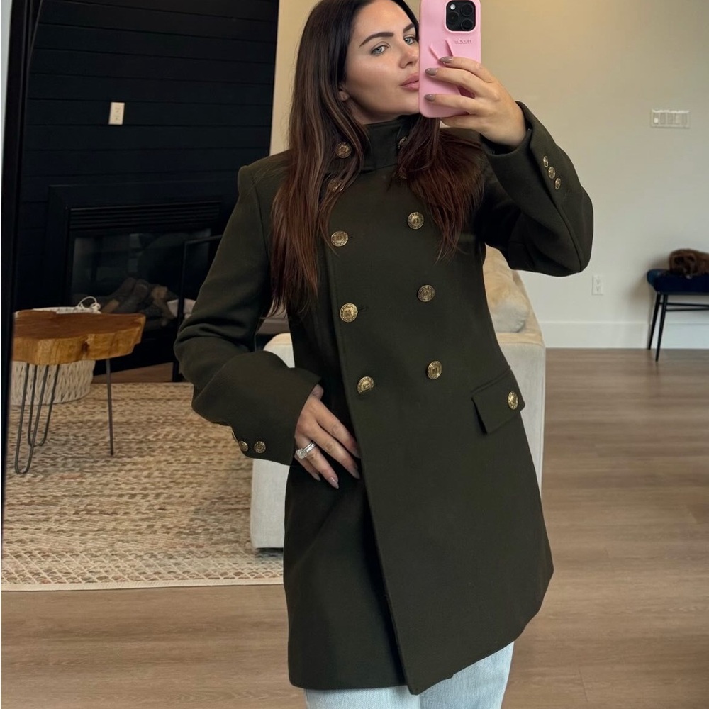Chic Black Double-Breasted Women's Pea Coat